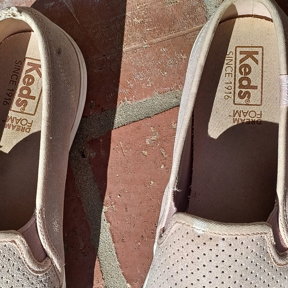 Keds Double Decker Suede Taupe Pink Dream Foam Slip-On Sneaker 8 Loafer preppy - Picture 2 of 12